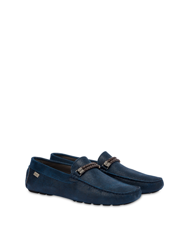 Pollini Mocassini Con Morsetto In Pelle Eazy Blu Economico