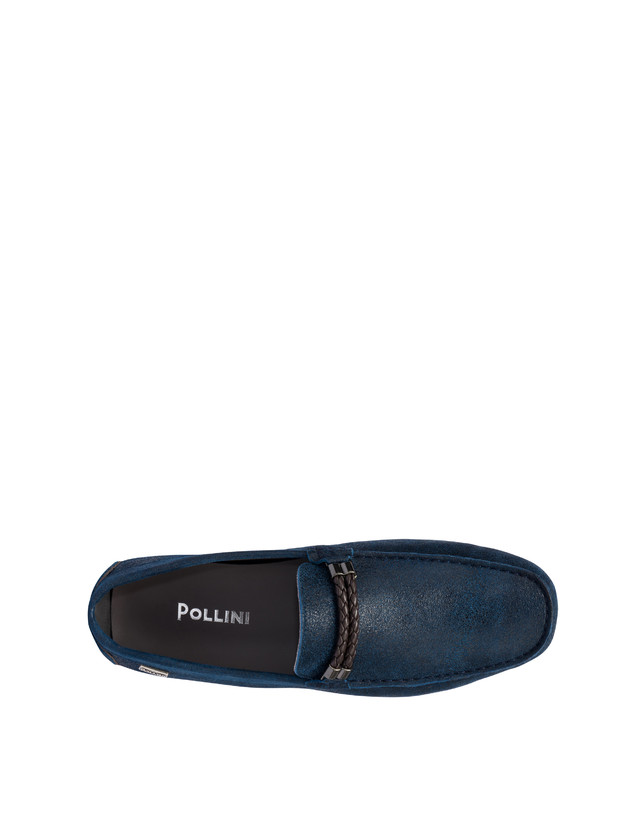Pollini Mocassini Con Morsetto In Pelle Eazy Blu Economico