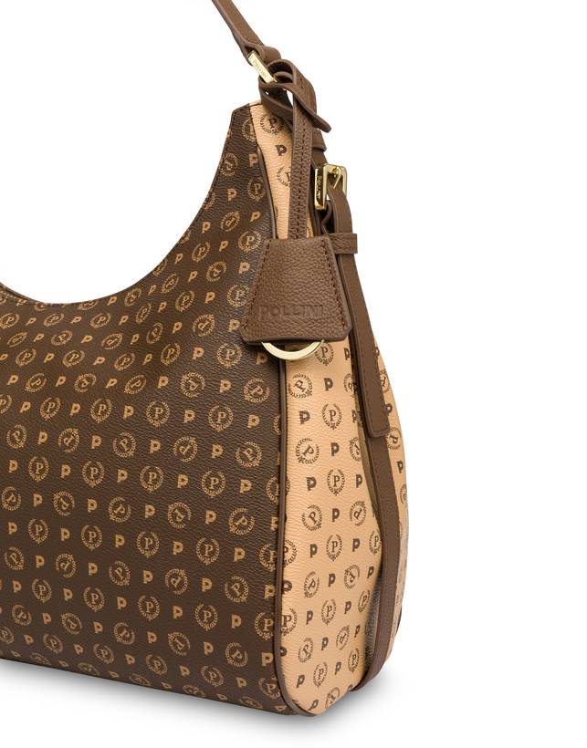 Pollini Hobo Bag Bicolor Heritage Pvc Marrone/crema/marrone In Saldo