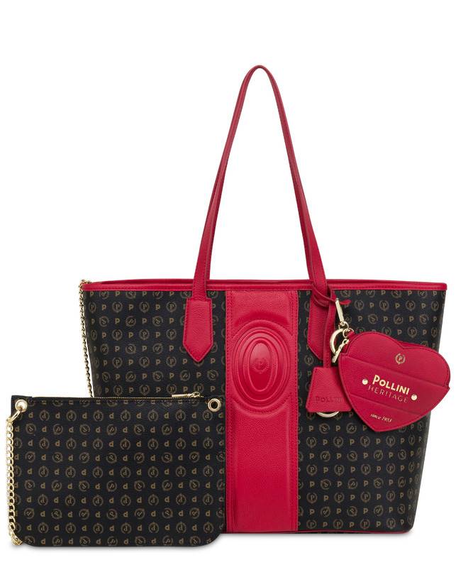 Pollini Shopping Bag Heritage 70th Anniversary Nero/rosso Consegna Veloce