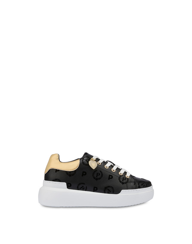 Pollini Sneakers Con Charm Heritage Flock Nero/nero In Saldo