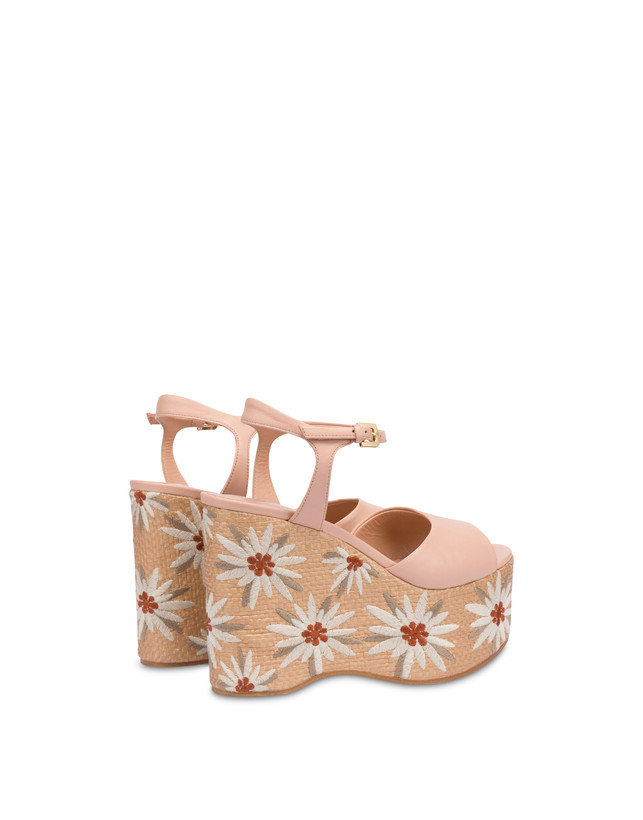 Pollini Sandali Con Zeppa Ricamata Desert Rose Nude/naturale Offerta settimanale