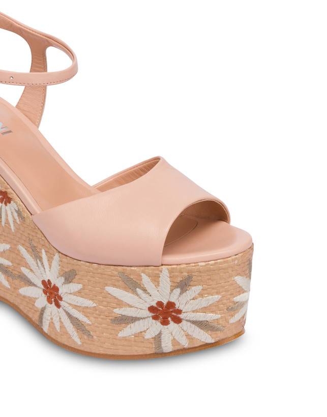 Pollini Sandali Con Zeppa Ricamata Desert Rose Nude/naturale Offerta settimanale