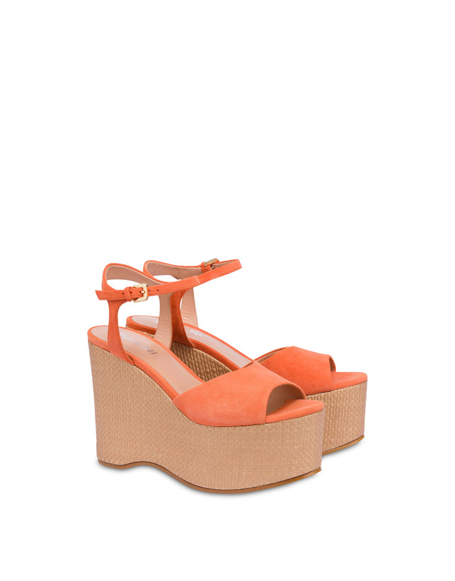 Pollini Sandali In Nappa Con Zeppa Capri Coral/naturale 2025