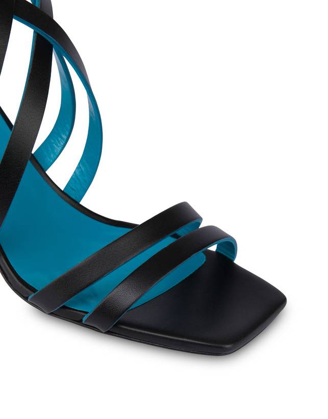 Pollini Sandali In Vitello E Nappa Laminata Incontri Nero/argento Italy