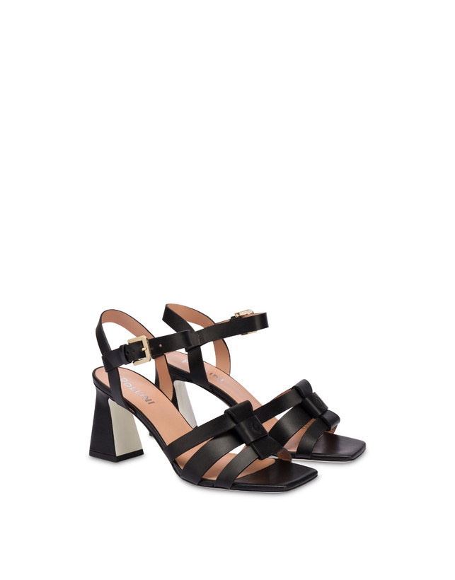 Pollini Sandali In Vacchetta Sahara Nero In Linea