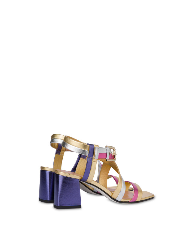Pollini Sandali In Nappa Laminata Rainbow Oro/peonia/argento/iris Pezzi Unici