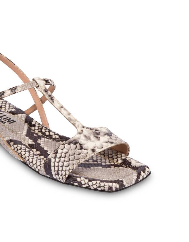 Pollini Sandali Flat In Vitello Stampa Pitone Between The Lines Roccia Saldi Di Fabbrica