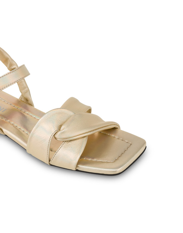 Pollini Sandali Flat In Nappa Laminata Oasis Sabbia Prezzo di fabbrica