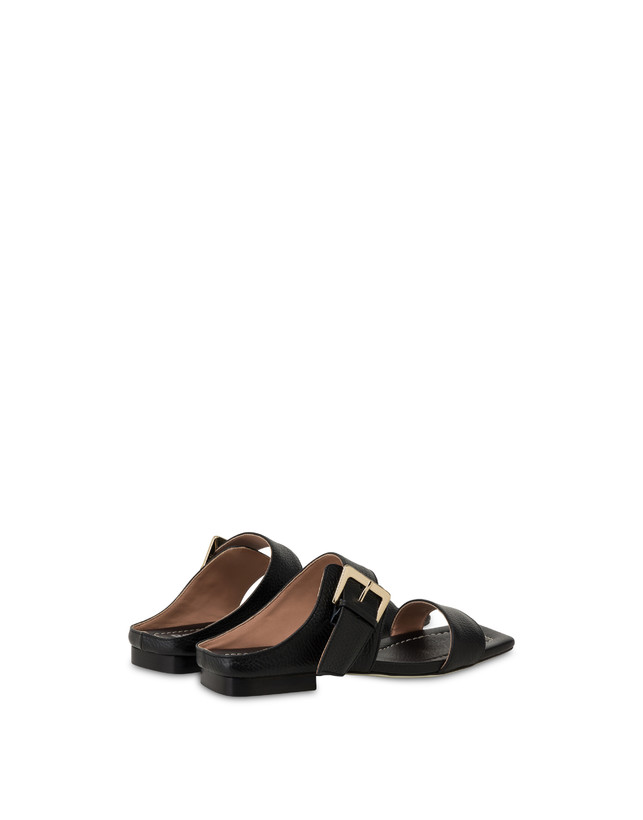Pollini Sandali Flat In Vitello Bottalato Ethos Nero Vendita Economica