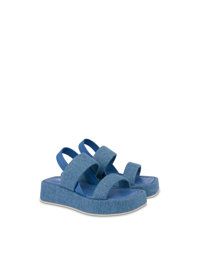 Pollini Sandali Flatform In Tessuto Denim Denim I Più Venduti