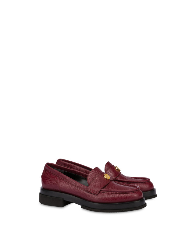 Pollini Mocassini Penny In Vitello Stampa Alce Code Bordeaux Italy