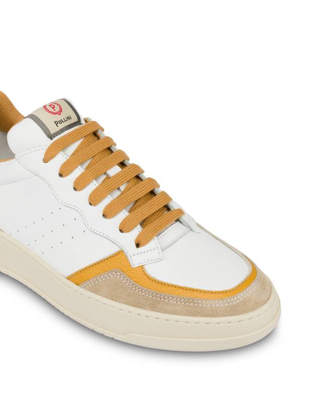 Pollini Sneakers In Vitello E Crosta Bourton Bianco/beige/senape/senape Online Outlet
