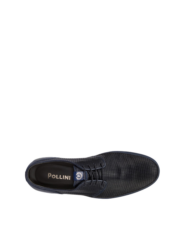 Pollini Derby In Pelle Stampa Traforata Foxing Blu Nuovi prodotti