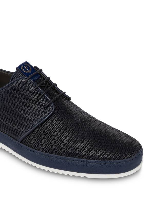 Pollini Derby In Pelle Stampa Traforata Foxing Blu Nuovi prodotti