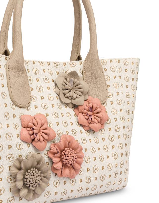 Pollini Tote Bag Medium Heritage Flowers Avorio/ghiaccio 2025