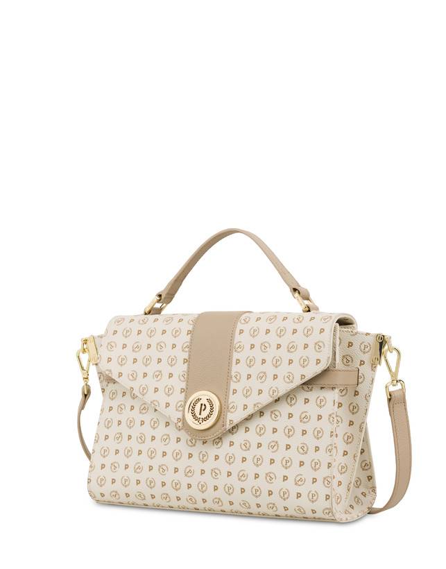 Pollini Borsa A Mano Strutturata Heritage Logo Classic Avorio/ghiaccio Vendita
