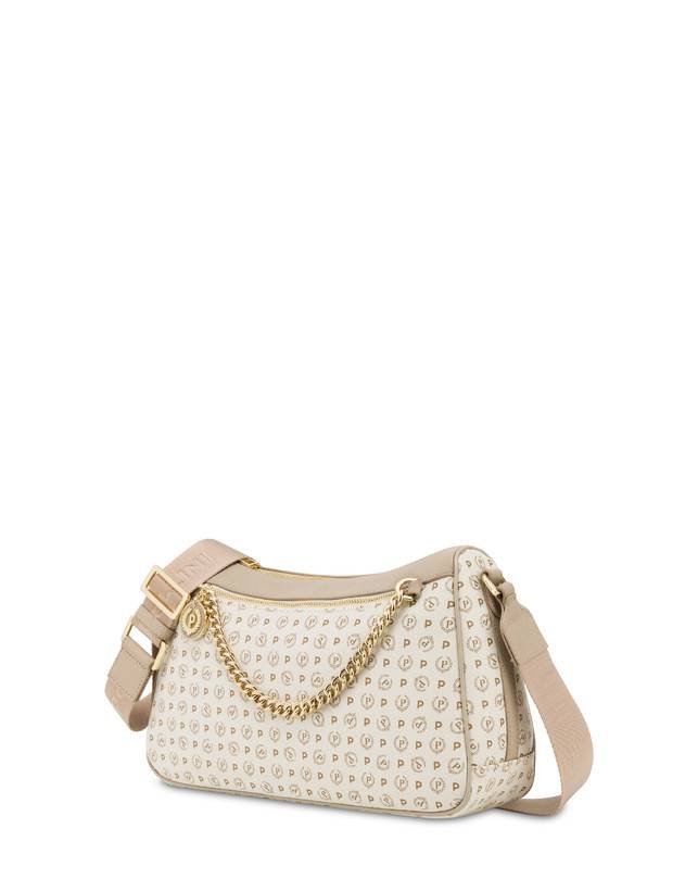 Pollini Borsa A Tracolla In Pvc Heritage Logo Classic Avorio/ghiaccio Ritorno libero