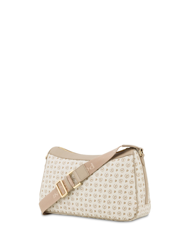 Pollini Borsa A Tracolla In Pvc Heritage Logo Classic Avorio/ghiaccio Ritorno libero