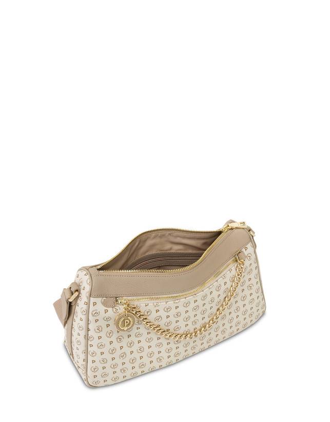 Pollini Borsa A Tracolla In Pvc Heritage Logo Classic Avorio/ghiaccio Ritorno libero