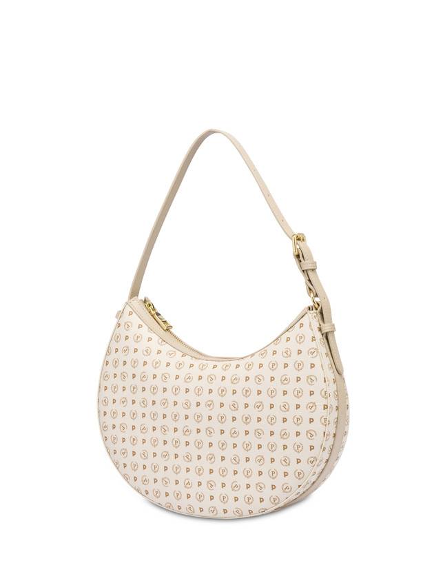 Pollini Hobo Bag In Pvc Heritage Logo Classic Avorio/ghiaccio Sconto