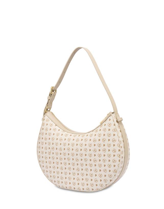 Pollini Hobo Bag In Pvc Heritage Logo Classic Avorio/ghiaccio Sconto