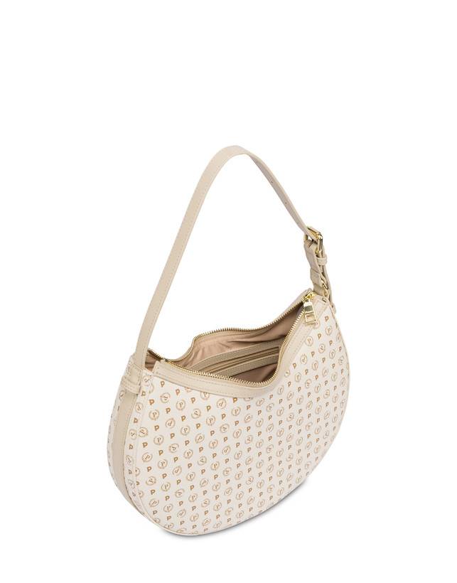 Pollini Hobo Bag In Pvc Heritage Logo Classic Avorio/ghiaccio Sconto