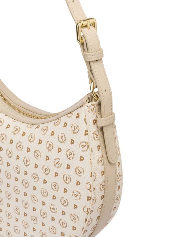Pollini Hobo Bag In Pvc Heritage Logo Classic Avorio/ghiaccio Sconto