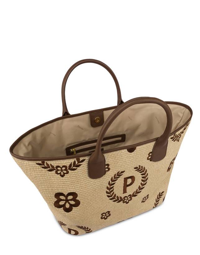 Pollini Tote Bag In Paglia Macro Heritage Big Naturale/t.moro/marrone Offerta