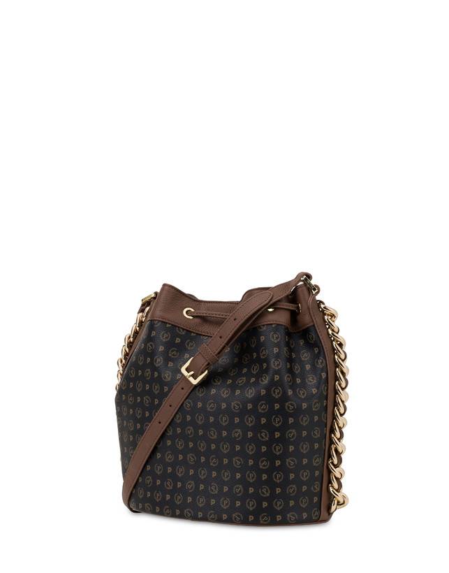 Pollini Borsa A Secchiello Heritage Logo Classic Nero/marrone Consegna Veloce