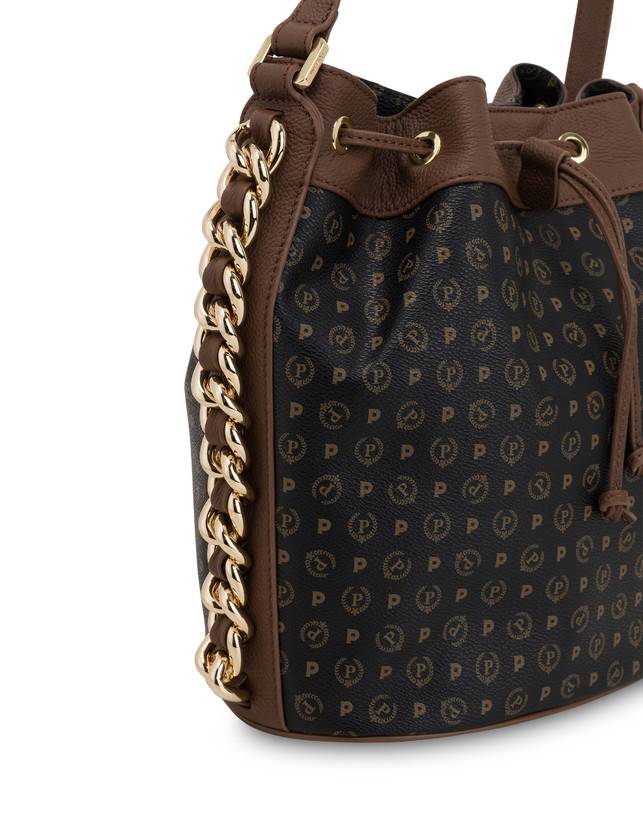 Pollini Borsa A Secchiello Heritage Logo Classic Nero/marrone Consegna Veloce
