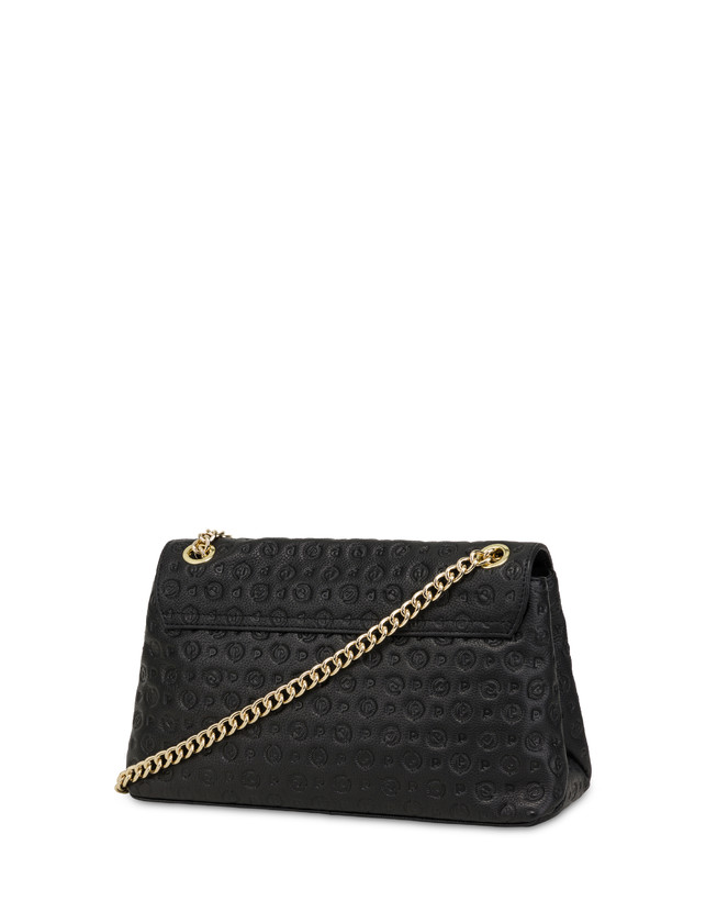 Pollini Borsa A Spalla In Vitello Heritage Logo Embossed Nero Offerta