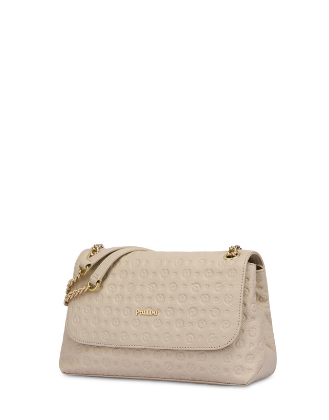 Pollini Borsa A Spalla Heritage Logo Embossed Avorio Vendita Calda