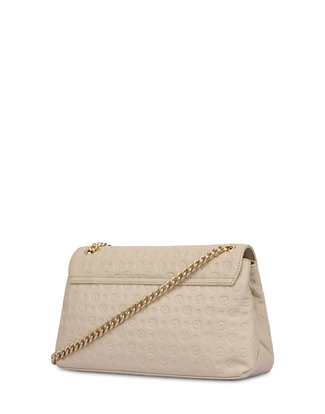 Pollini Borsa A Spalla Heritage Logo Embossed Avorio Vendita Calda
