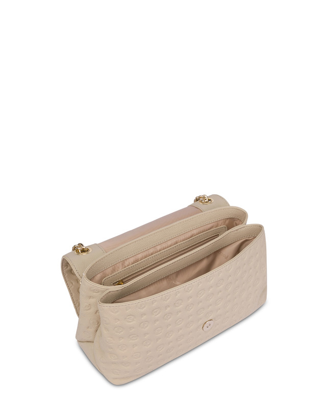 Pollini Borsa A Spalla Heritage Logo Embossed Avorio Vendita Calda