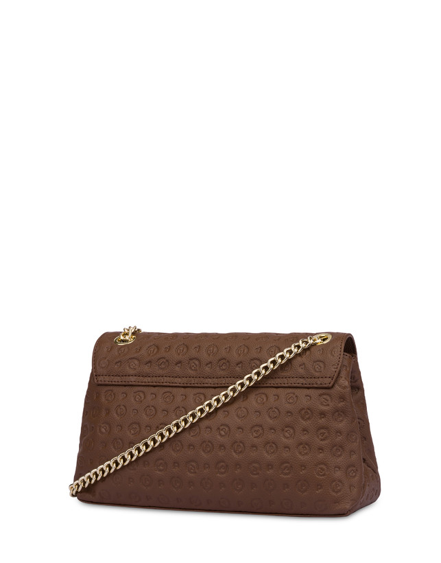 Pollini Borsa A Spalla Heritage Logo Embossed Marrone Vendita Economica