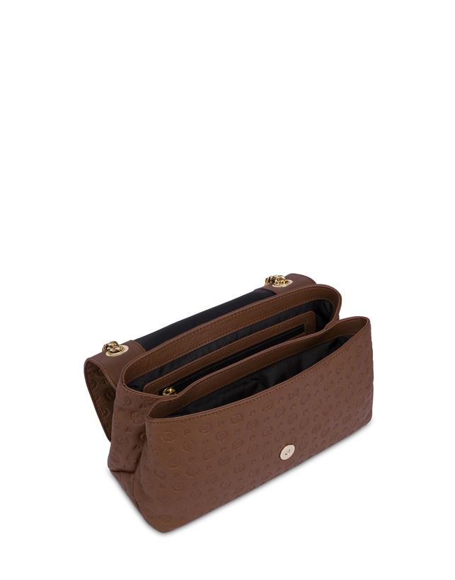 Pollini Borsa A Spalla Heritage Logo Embossed Marrone Vendita Economica