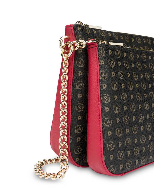 Pollini Borsa A Spalla Heritage Logo Classic Nero/lacca I Più Venduti