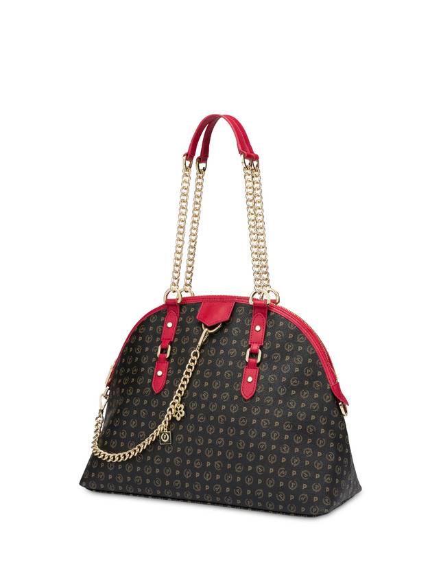 Pollini Borsa A Spalla Heritage Logo Classic Nero/lacca Nuova