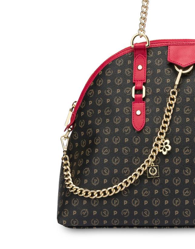 Pollini Borsa A Spalla Heritage Logo Classic Nero/lacca Nuova