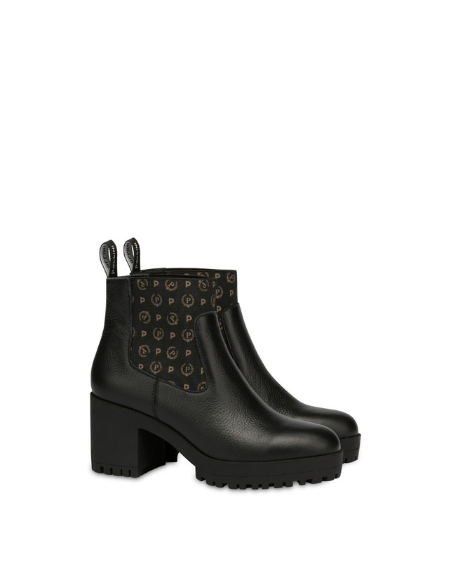 Pollini Stivaletti In Vitello Logo Heritage Nero/nero Offerta Anniversario