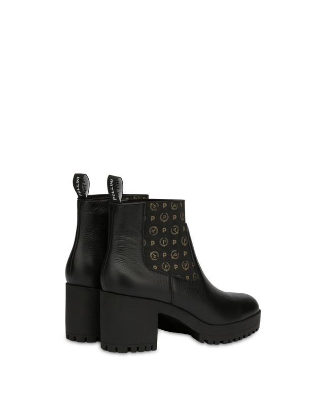 Pollini Stivaletti In Vitello Logo Heritage Nero/nero Offerta Anniversario