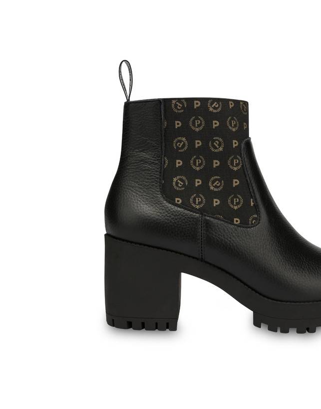 Pollini Stivaletti In Vitello Logo Heritage Nero/nero Offerta Anniversario