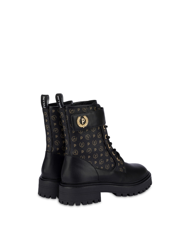 Pollini Combat Boot Heritage Logo Classic Nero/nero Smaltimento dello stoccaggio