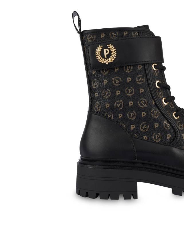 Pollini Combat Boot Heritage Logo Classic Nero/nero Smaltimento dello stoccaggio