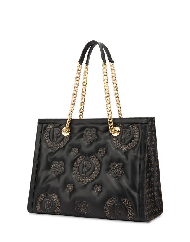 Pollini Tote Bag Con Manici Amovibili Puffy Heritage Nero/nero/nero Grandi sconti