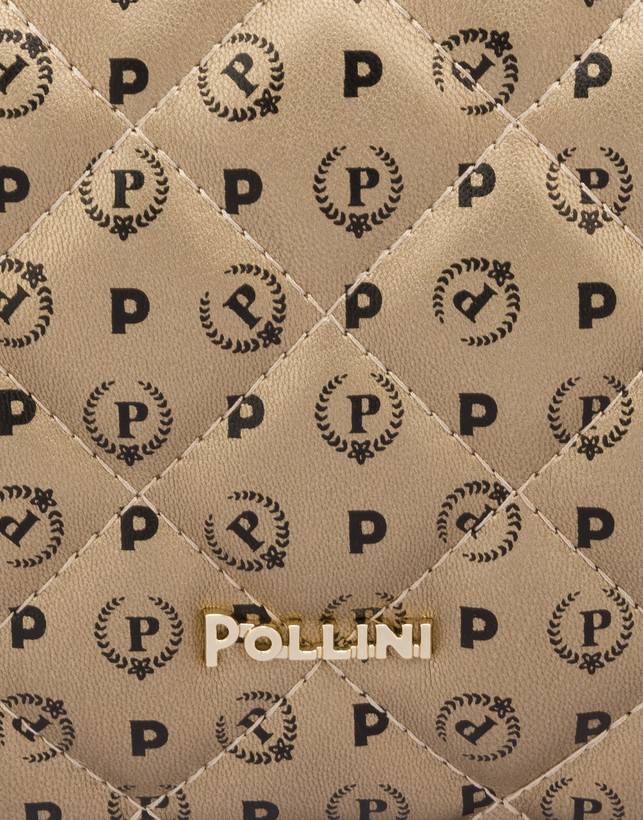 Pollini Borsa A Tracolla Heritage Matelassé Oro/nero Promozione temporanea