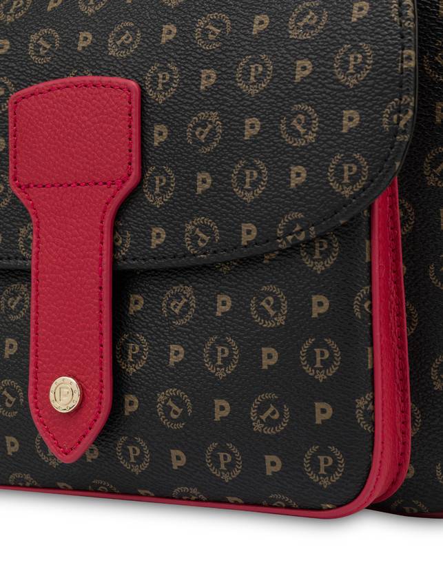 Pollini Borsa A Spalla Heritage Logo Classic Nero/lacca Fino al 60% di sconto