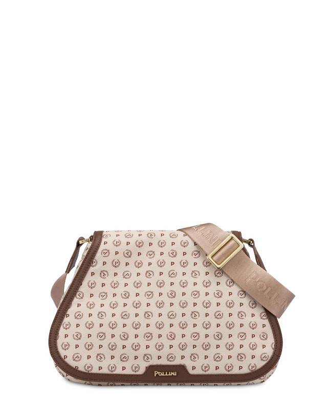 Pollini Borsa A Tracolla Heritage Denim Jacquard Avorio/marrone Only for today