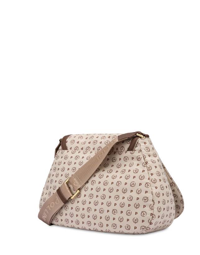 Pollini Borsa A Tracolla Heritage Denim Jacquard Avorio/marrone Only for today